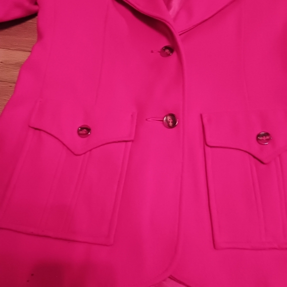 Vintage Tomato Red Blazer Union Label Pockets Wool Like Small / Medium - Picture 2 of 4